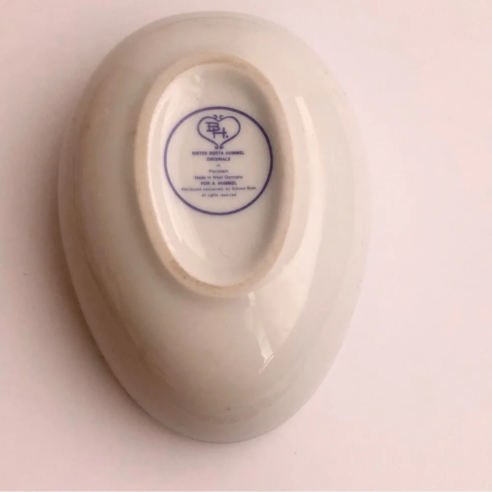 Hummel Porcelain trinket box egg shaped vintage Easter basket Sister Berta